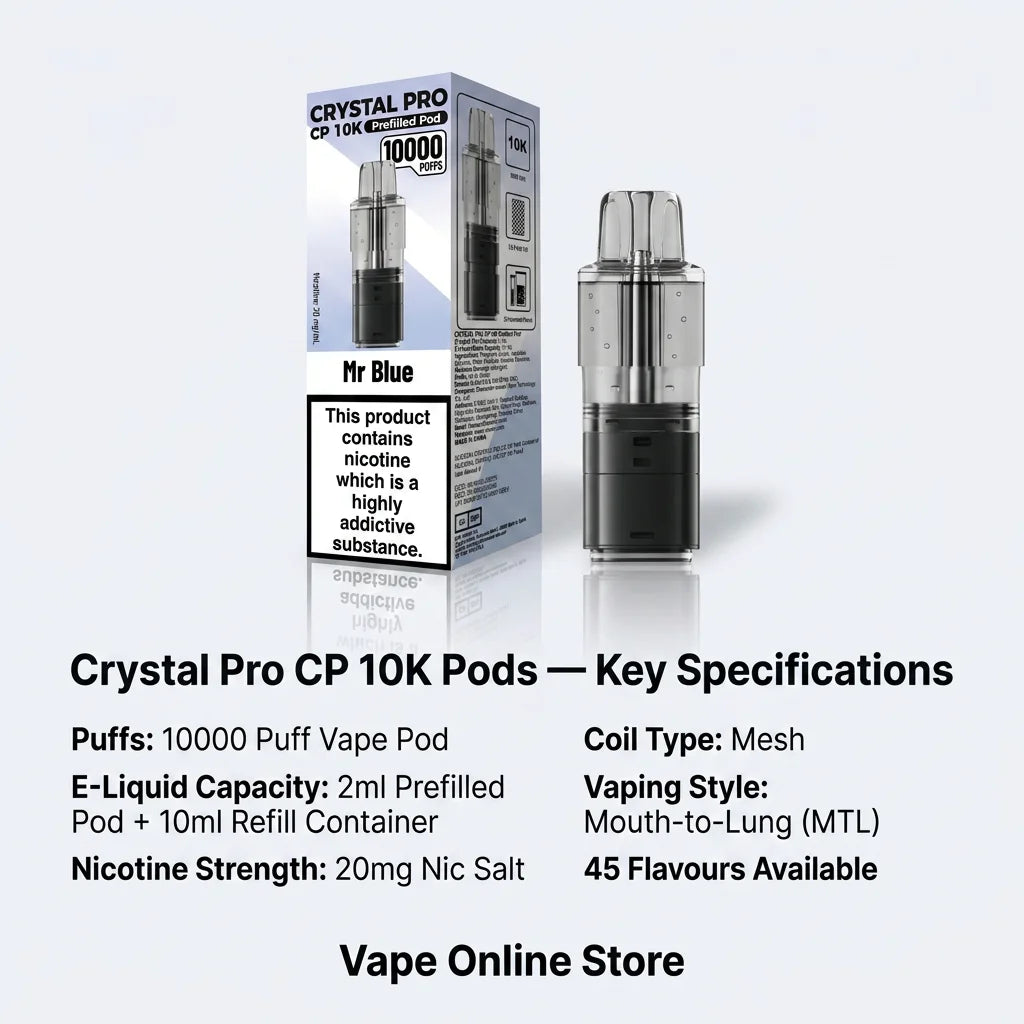 Official Crystal Pro CP 10k Pods | All Flavours In Stock