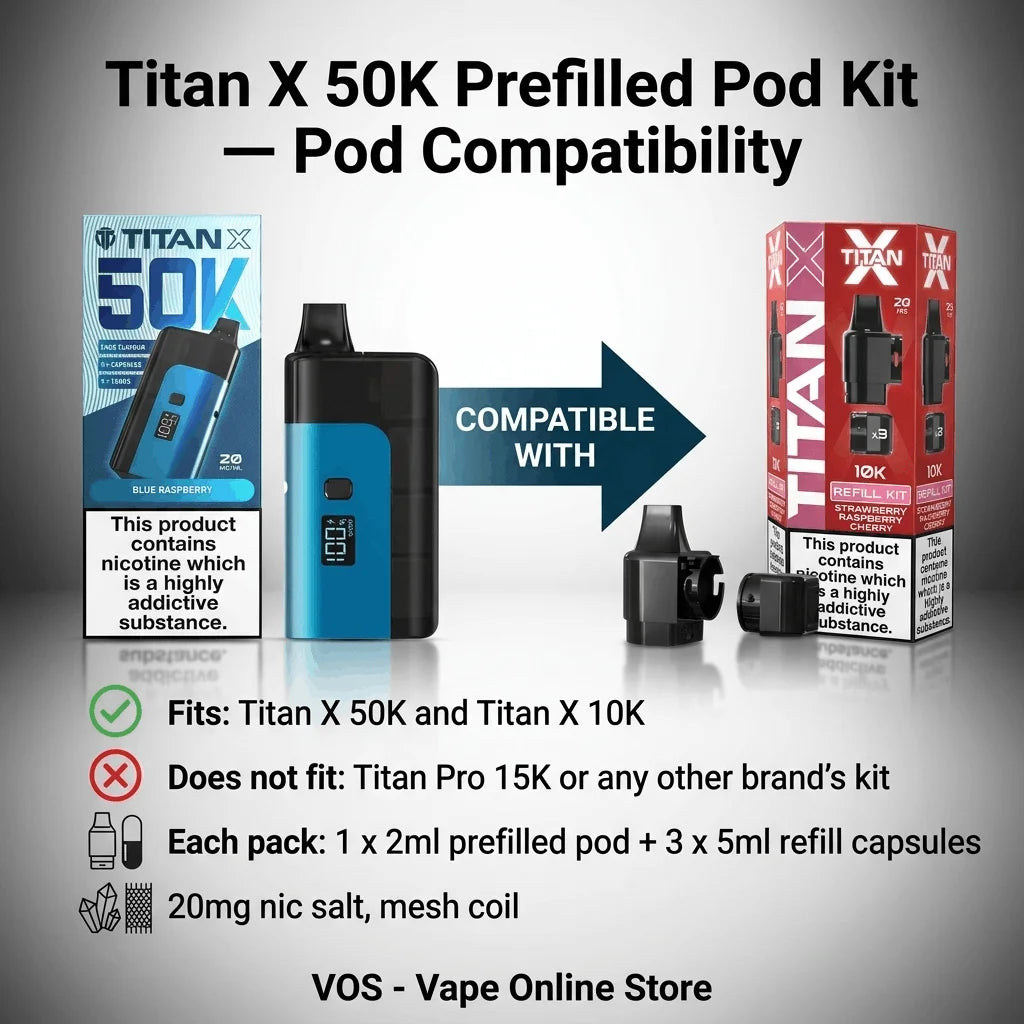 Titan X 50K Prefilled Pod Kit |  3 For £27