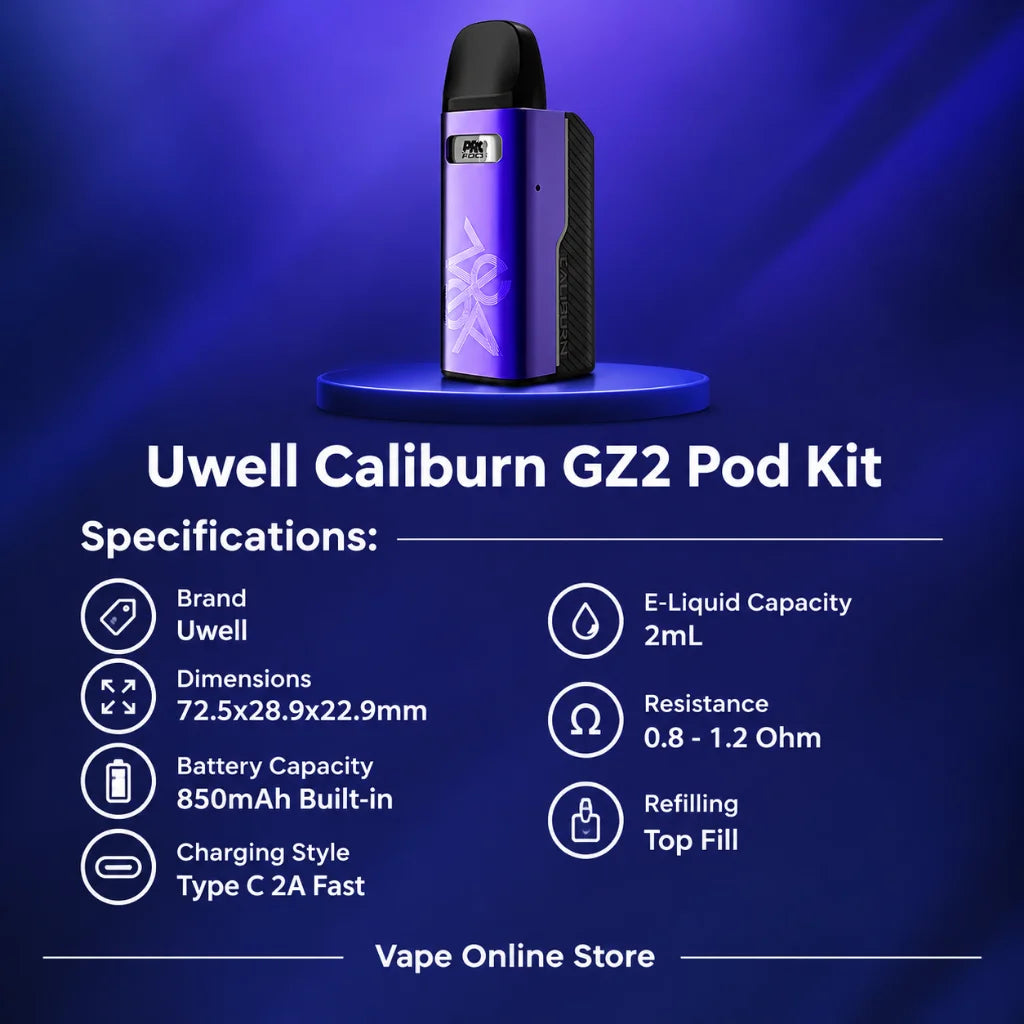 Uwell Caliburn GZ2 Pod Vape Kit Specifications