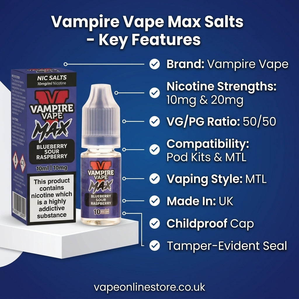 Vampire Vape Max 10ml Nic Salts | 5 for £10 Only