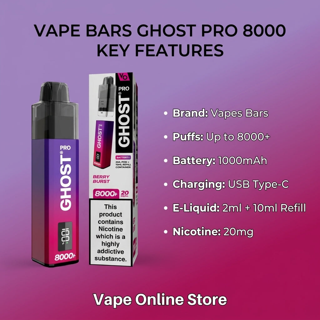 Vapes Bars Ghost Pro Vape 8000+ Puff – Clearance Price
