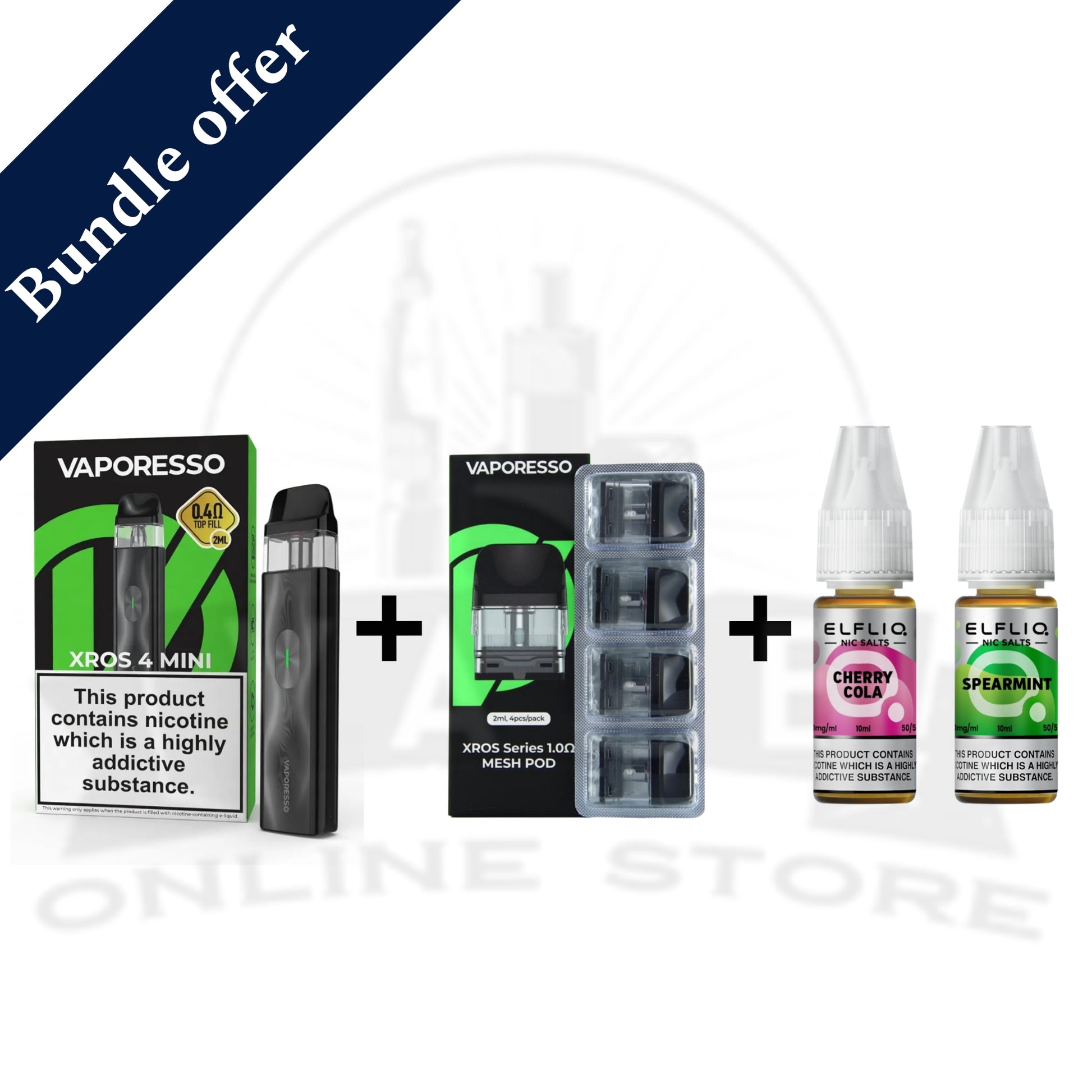 Vaporesso XROS 4 Mini Pod Kit + Pod + 2 Salts Vape Bundle