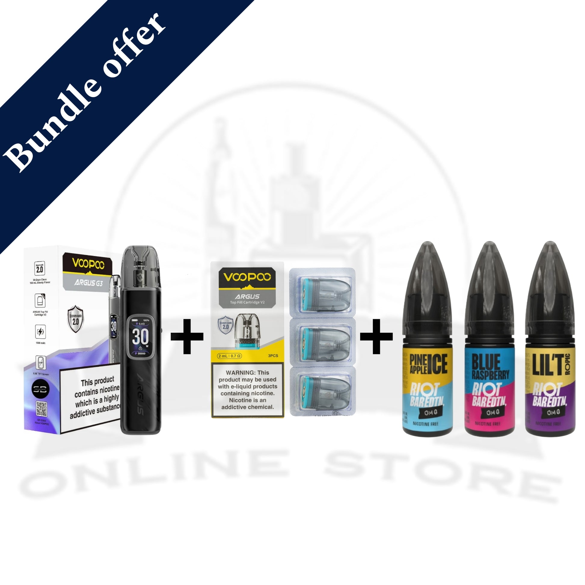 VooPoo Argus G3 Bundle 0% Vape Kit With Pod + 3 Nic Salts
