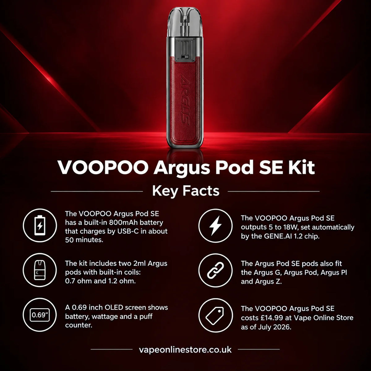 VooPoo Argus Pod SE Vape Key Facts