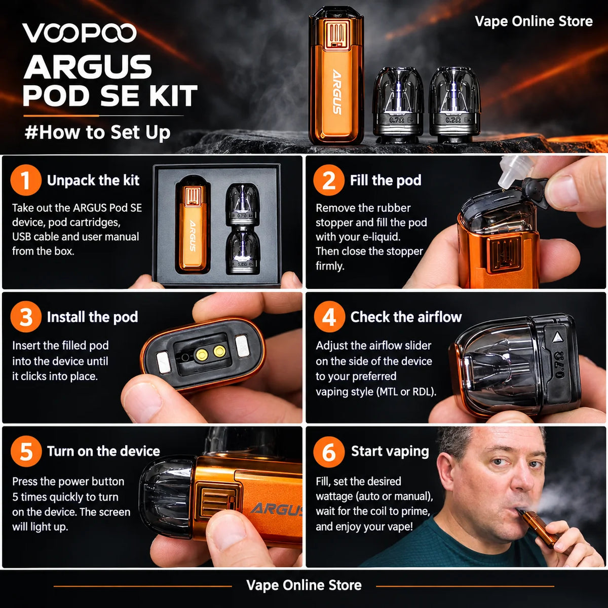 VooPoo Argus Pod SE Vape Setup Guide