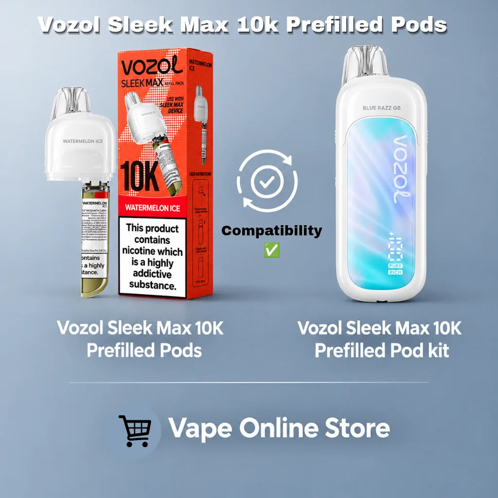 Vozol Sleek Max 10000 Puffs Pods compatibility: fits the Vozol Sleek Max 10K kit only