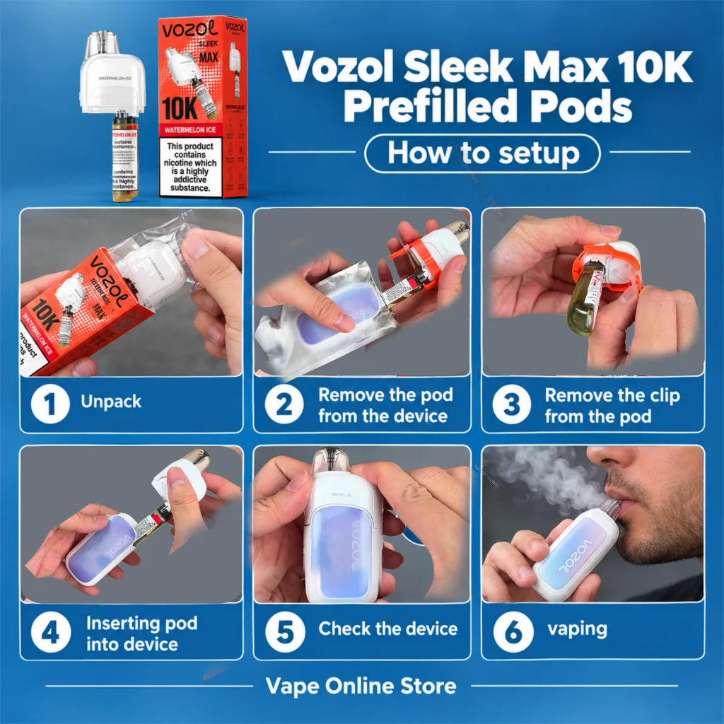Vozol Sleek Max 10000 Puffs Pods setup guide: fitting the pod to the Sleek Max 10K kit