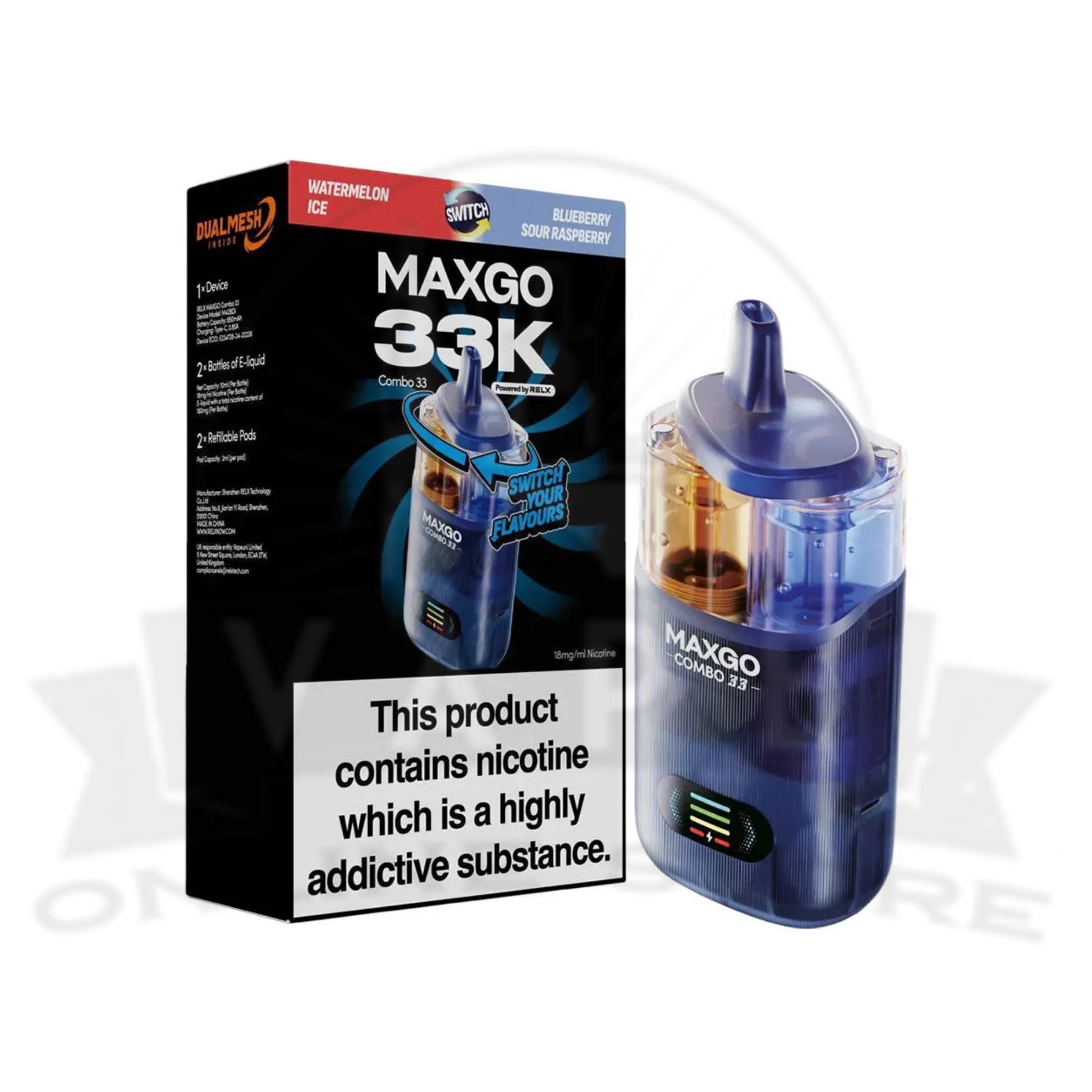 Watermelon Ice / Blue Sour Raspberry RELX MaxGo 33k