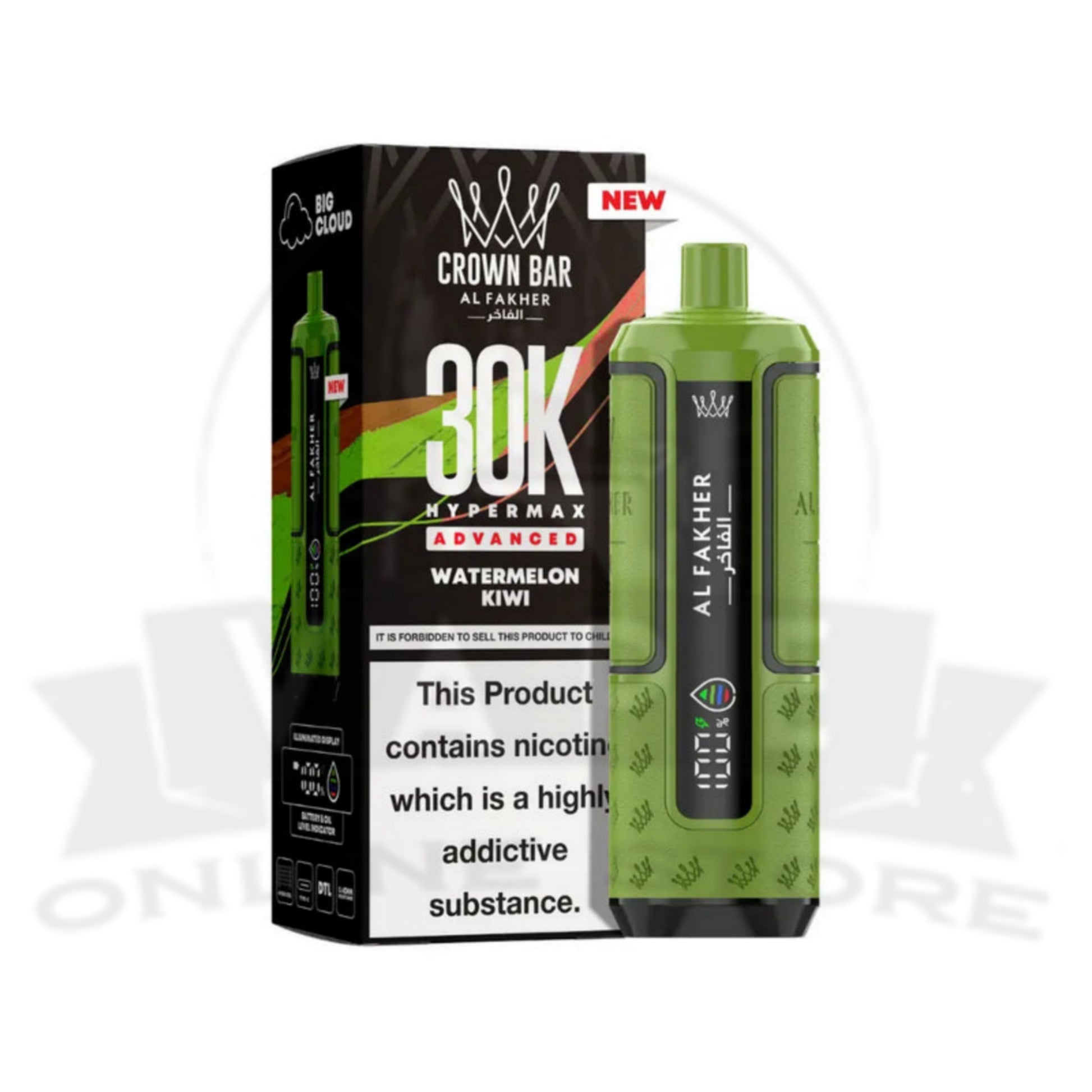 Watermelon Kiwi Al Fakher Crown Bar 30K Puff Hypermax Vape Kit