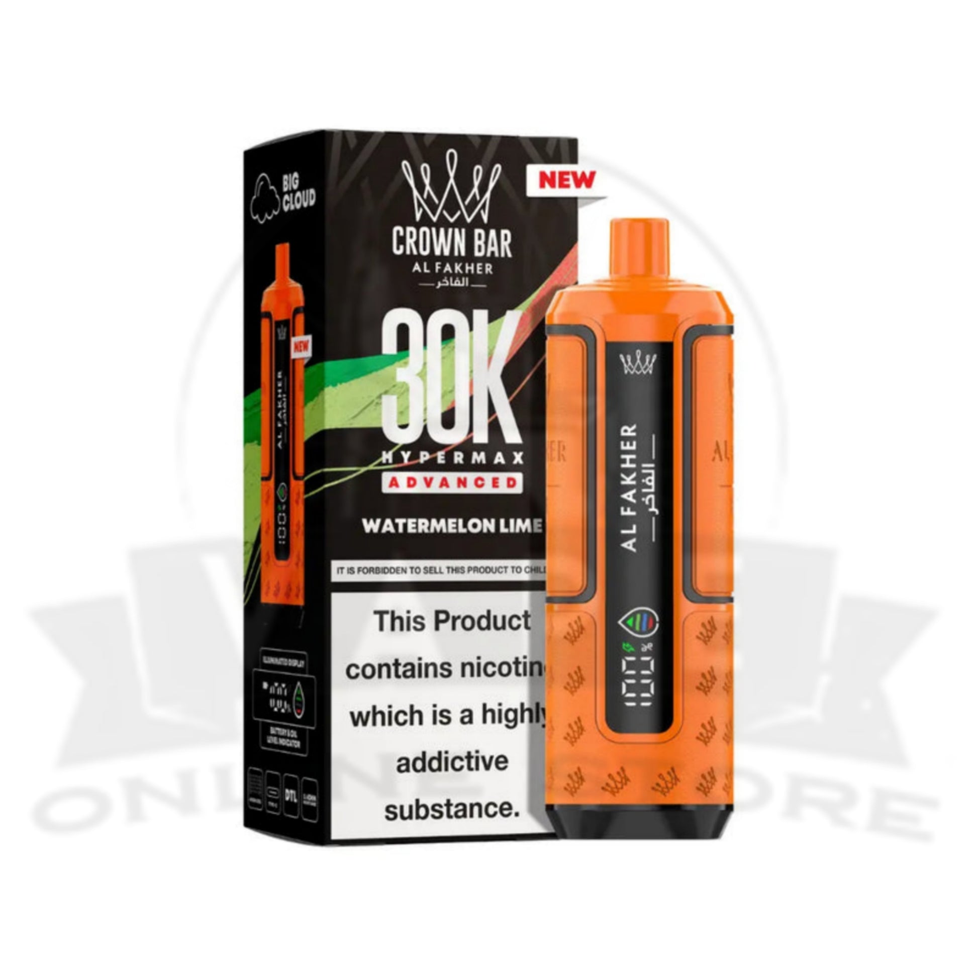 Watermelon Lime Al Fakher Crown Bar 30K Puff Hypermax Vape Kit