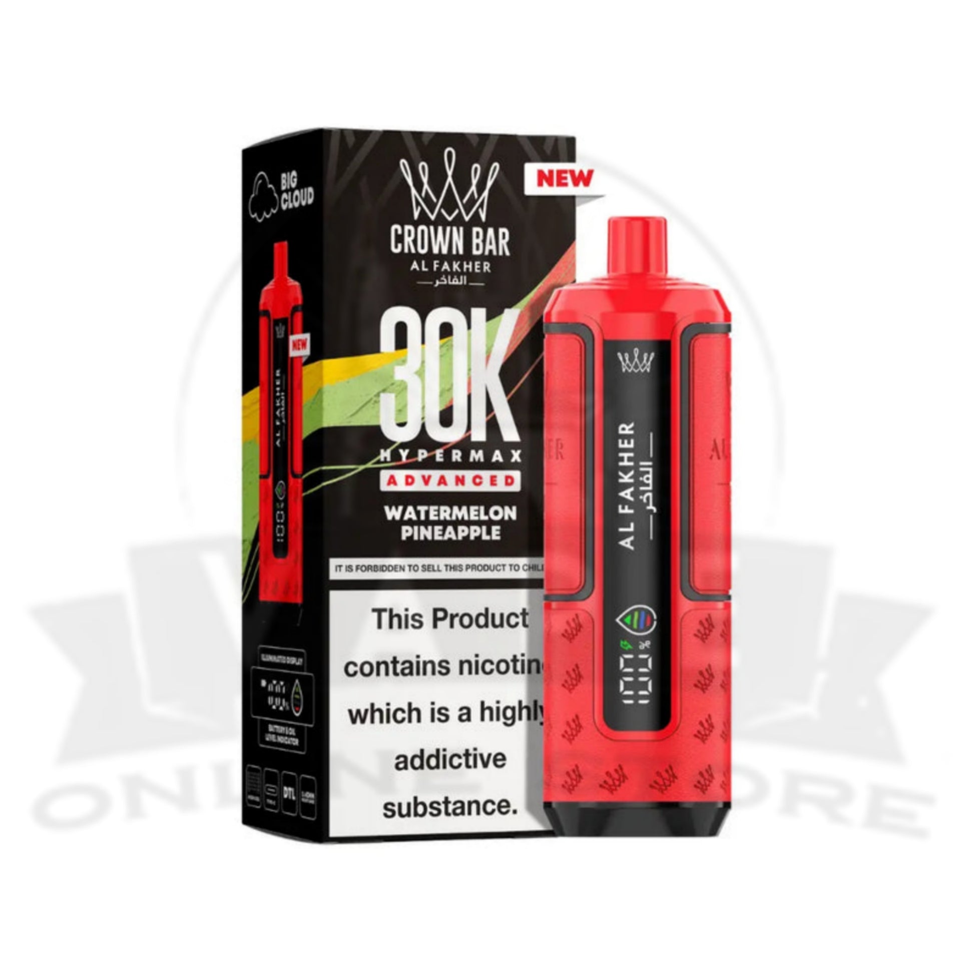 Watermelon Pineapple Al Fakher Crown Bar 30K Puff Hypermax Vape Kit