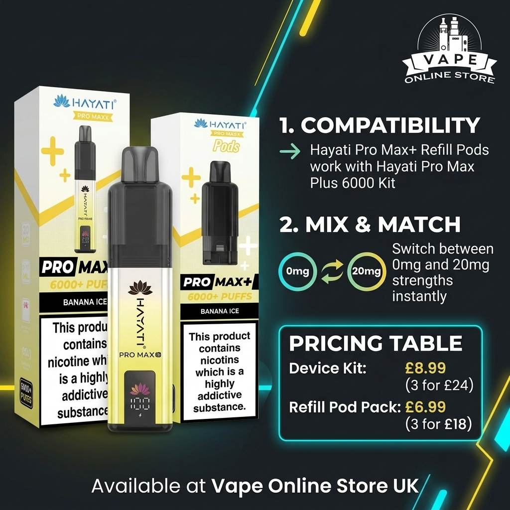 Hayati Pro Max Plus 6000 Pod Kit + 2 Refill Pods | Bundle Vape Deal
