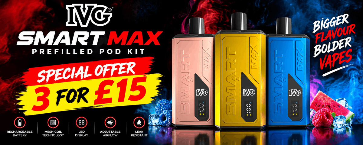 IVG Smart Max 10k prefilled pod kit - 3 for £15 special offer