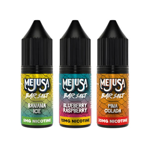 Mejusa Bar Salts Nic Salts 10ml flavour range in 10ml TPD bottles with childproof caps