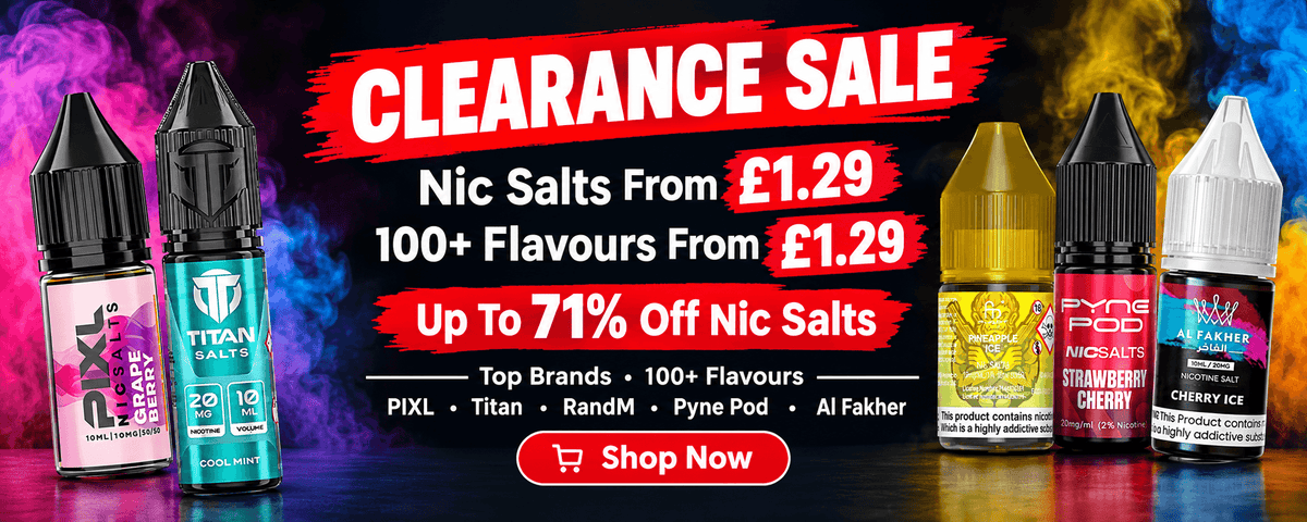 Nic salts clearance sale: 100+ flavours from £1.29, up to 71% off PIXL, Titan, RandM, Pyne Pod and Al Fakher 10ml nic salts