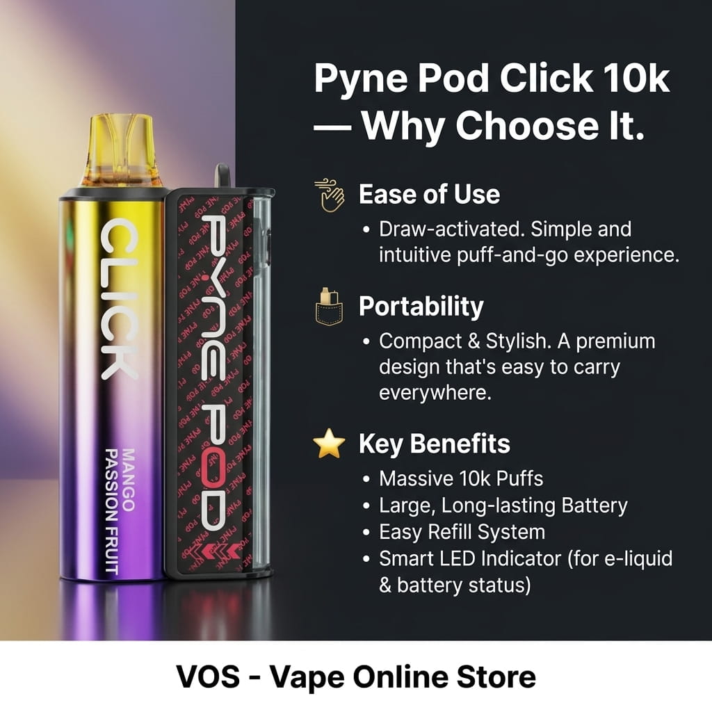Pyne Pod Click 10k Prefilled Vape Kit | Only 3 For £21