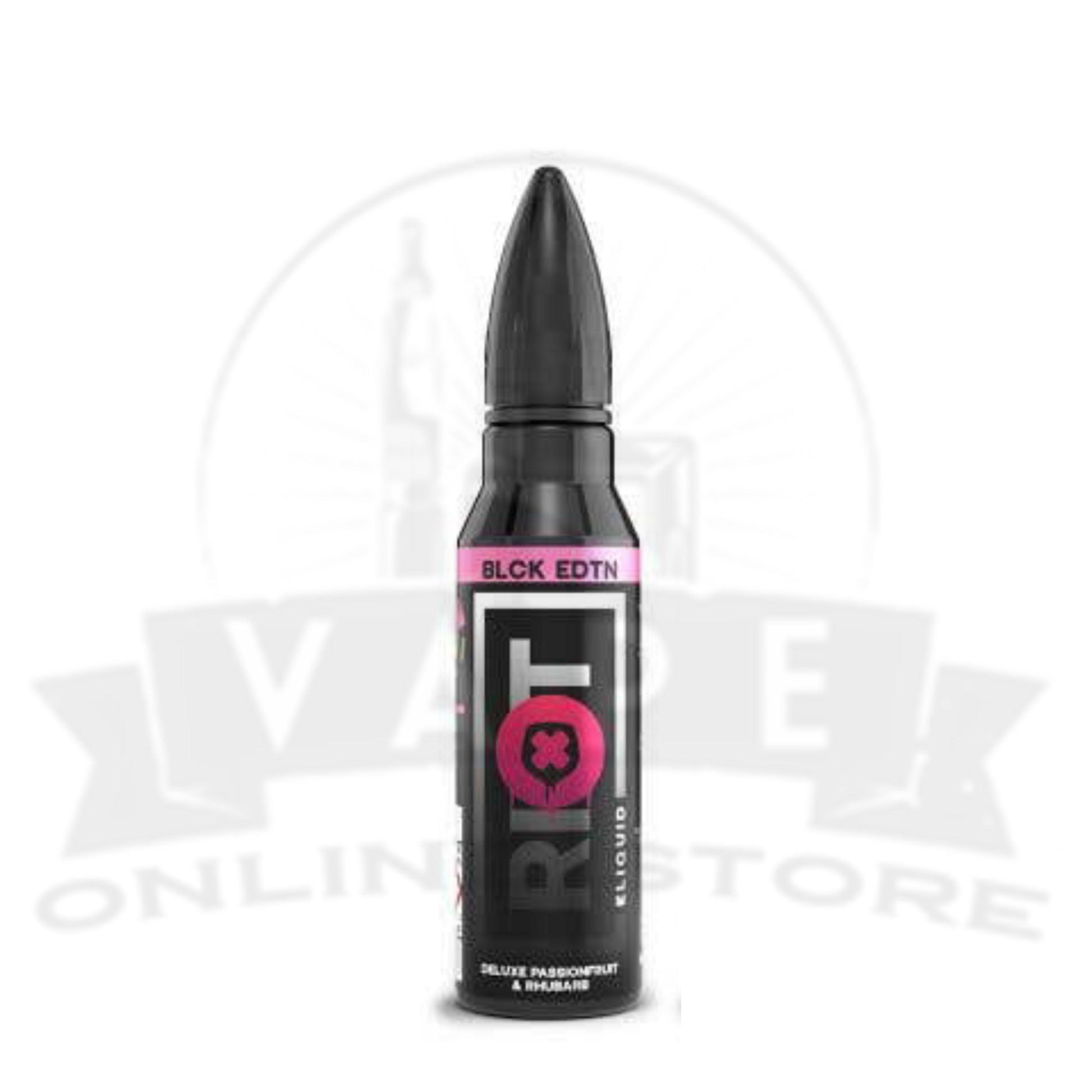 Riot Squad Black Edition Deluxe Passionfruit And Rhubarb 50ml Shortfill E-Liquid | Pack Of 2