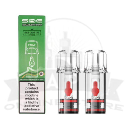 SKE Crystal Plus refillable empty pods, 2ml 1.1ohm mesh coil, pack of 2
