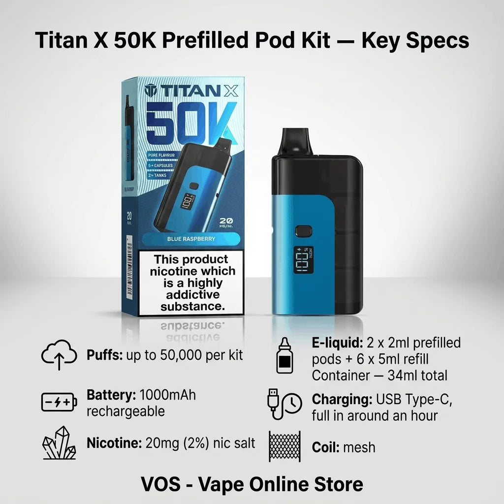 Titan X 50K Prefilled Pod Kit |  3 For £27