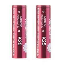 Vapcell Model K25 18650 2500mAh Battery By Vapcell - Pack Of 2