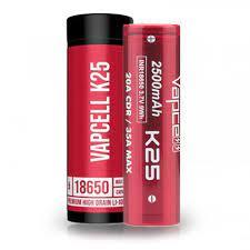 Vapcell Model K25 18650 2500mAh Battery By Vapcell - Pack Of 2